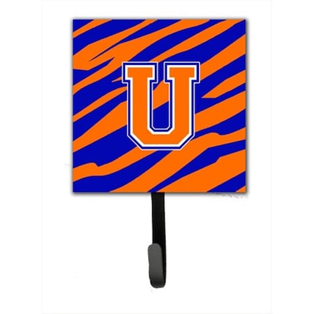 Carolines Treasures Letter U Initial Monogram - Tiger Stripe - Blue Orange Leash Holder Or Key Hook CJ1023-USH4